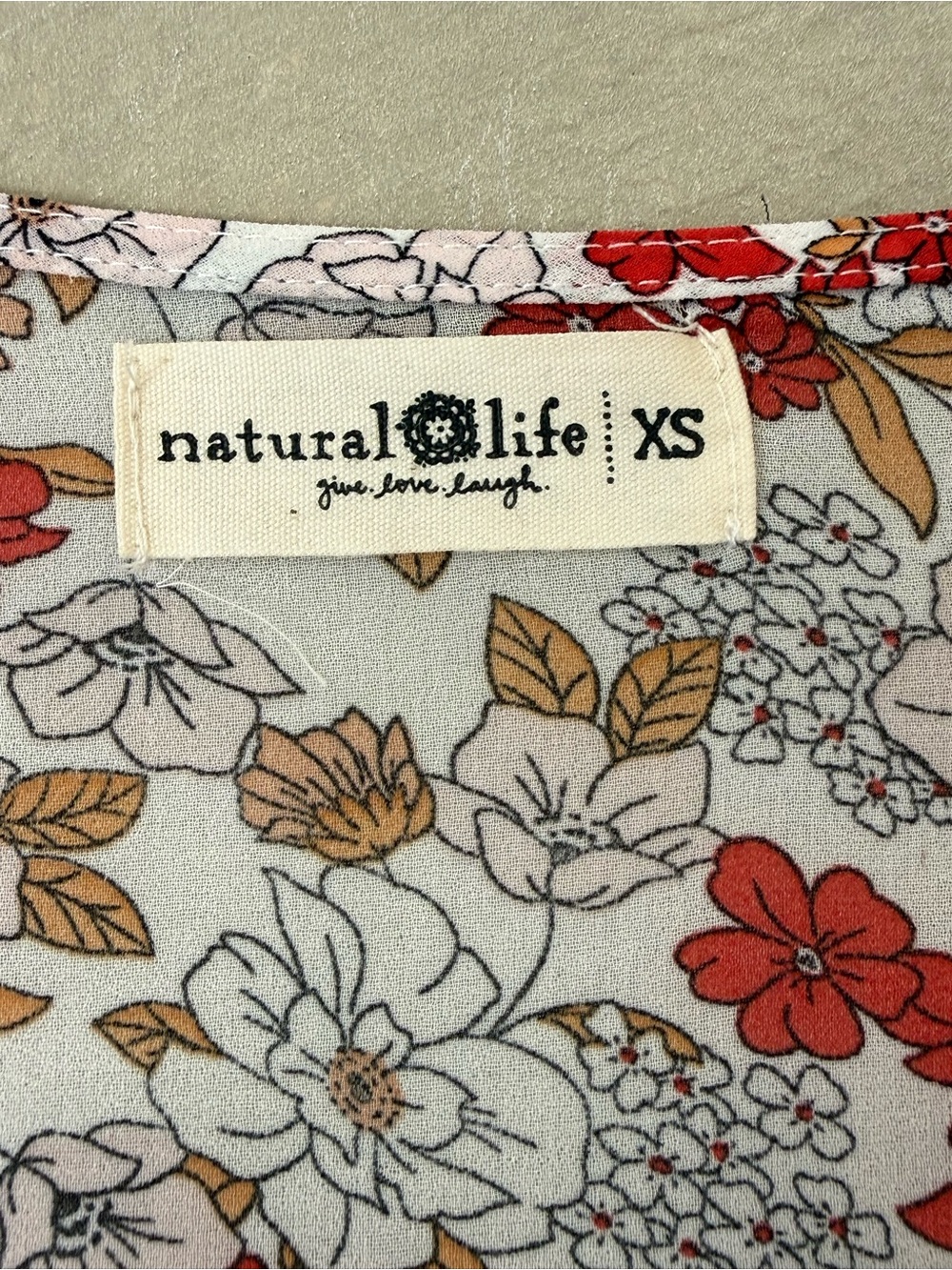Natural Life - Sheer Multi Floral V Neck Tiered Bell Sleeve Maxi Dress - Size XS - Picture 3 of 7